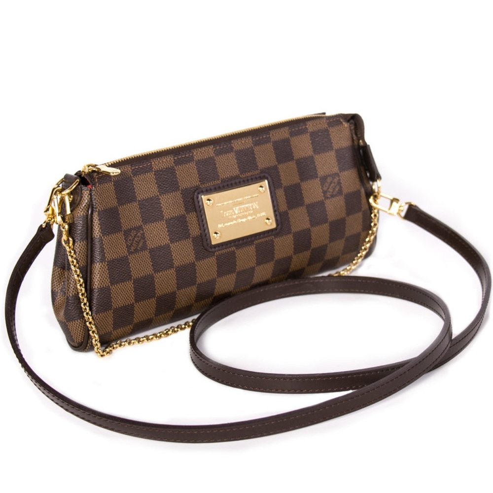 Louis Vuitton Eva Clutch – Damier Ebene with Crossbody Strap